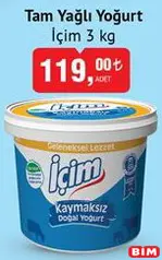 İÇİM TAM YAĞLI YOĞURT 3 KG
